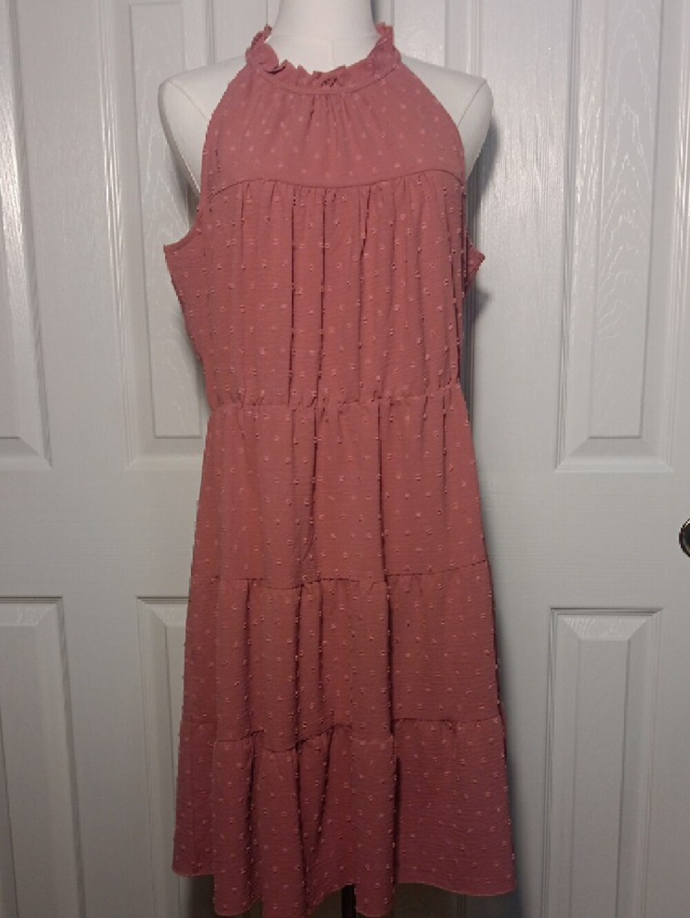 Halter Tiered Mini Dress in Mauve Pink - Picture 3 of 14